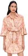 Zimmermann Daylight Tunic Mini Dress In Damask Rose In Yellow
