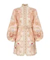 Zimmermann Linen Mini Dress With Floral Print And Scalloped Edges In Multi
