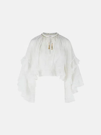 Zimmermann Kids' 'daylight' White Cotton Blend Blouse
