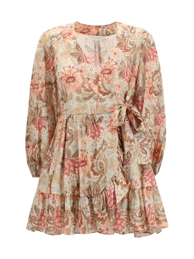 Zimmermann Daylight Wrap Mini Dress In Pattern