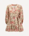 Zimmermann Daylight Mini Wrap Frill Dress Stamp Floral Sage In Pink