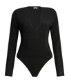 Zimmermann Black Viscose Elastane Long-sleeved Bodysuit In Black
