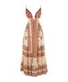 Zimmermann Light Beige Maxine Plunge Maxi Dress In Nude