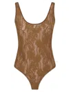 Zimmermann Beige Floral Lace Bodysuit With Semi-sheer Design