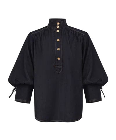Zimmermann Denim Billow Shirt In Black
