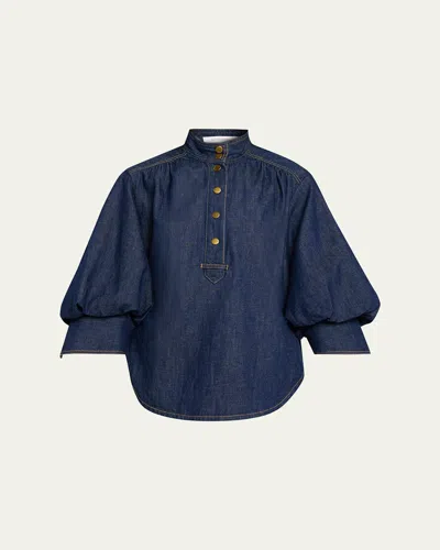Zimmermann Denim Billow Shirt In Harbour Bl