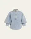 Zimmermann Kindred Spirit Denim Pullover Top In Green