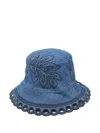 Zimmermann Embroidered Denim Bucket Hat In Blue