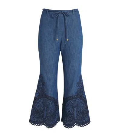 ZIMMERMANN DENIM COCO FLARED TROUSERS