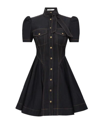 Zimmermann Denim Corset Mini Dress In Black