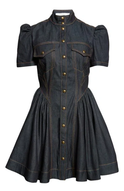 Zimmermann Denim Corset Minidress In Blue
