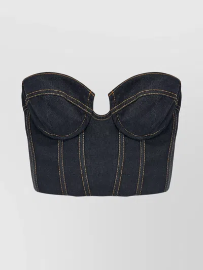 Zimmermann Denim Corset Top Adjustable Straps In Blue