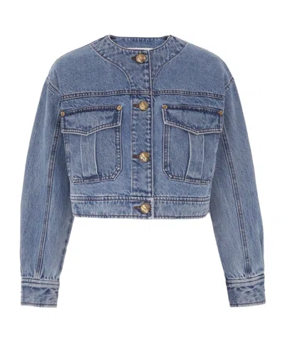 Zimmermann Denim Cropped Jacket In Blue