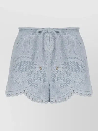Zimmermann Denim Embroidered Tailored Shorts