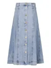Zimmermann Illustration Denim Midi Skirt Neptune In Blue