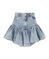 Zimmermann Denim Frill Mini Skirt In Gray
