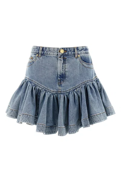 Zimmermann 'denim Frill Mini' Skirt In Blue