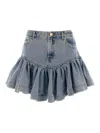 Zimmermann Denim Frill Mini Skirt In Blue