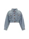 Zimmermann Raie Cropped Denim Jacket In Faded Blue