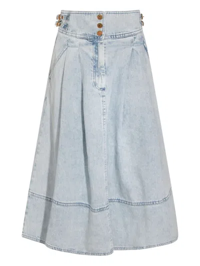 Zimmermann Denim Maxi Skirt In Purple