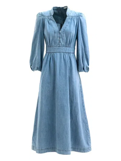 Zimmermann Denim Midi Dress In Blue