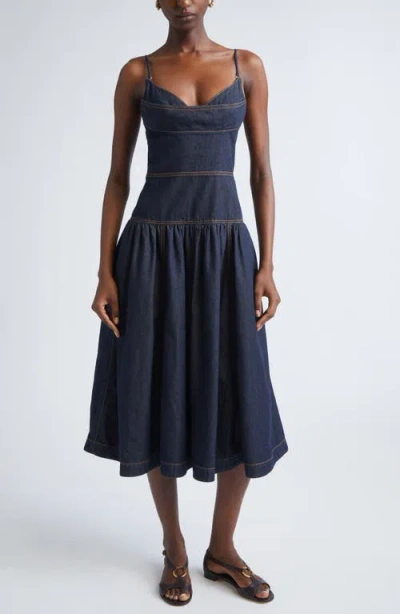 Zimmermann Denim Midi Dress In Blue