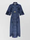 Zimmermann Womens Railway Blue Aster Embroidered Denim Midi Dress Xxs In Blue