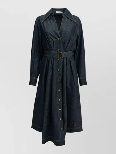 Zimmermann Denim Midi Shirtdress In Blue