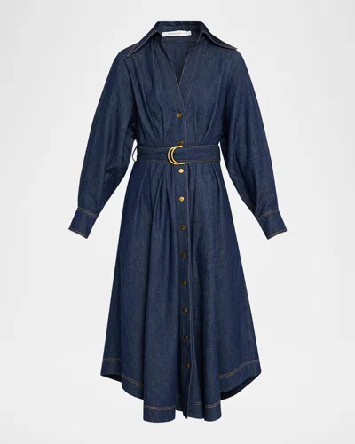 Zimmermann Denim Midi Shirtdress In Harbour Bl