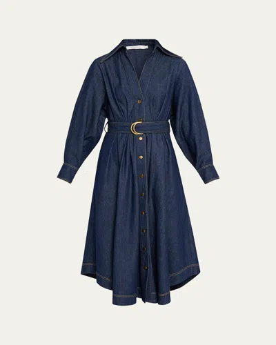 Zimmermann Denim Midi Shirtdress In Harbour Bl