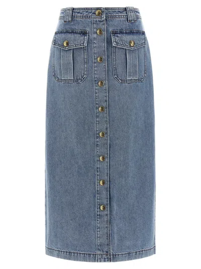 Zimmermann Denim Pencil Skirt In Blue