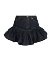 Zimmermann Crush Denim Frill Mini Skirt Night Sky In Black