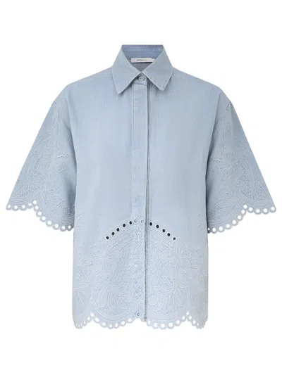 Zimmermann Womens Ice Storm Daylight Embroidered Denim Shirt Xs In Blue