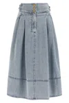Zimmermann High Waist A-line Midi Skirt With Buttons In Blue