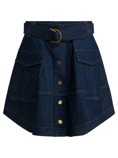 Zimmermann Denim Skirt With Belt Skirts Blue