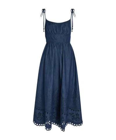 Zimmermann Denim Suspender Dress In Blue