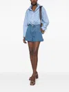 Zimmermann Pleated Denim Shorts With Cuff In Blue
