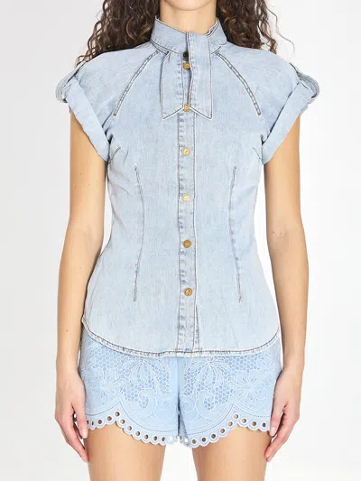 Zimmermann Denim Tie Neck Shirt