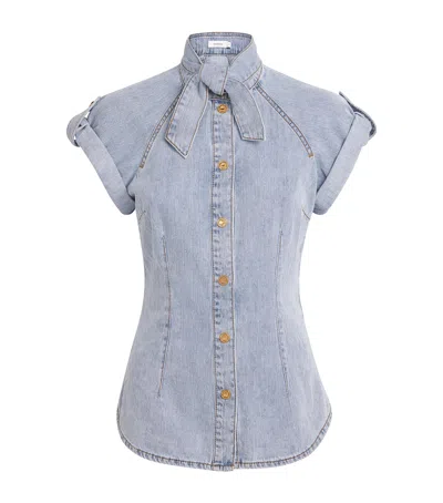 ZIMMERMANN DENIM TIE-NECK SHIRT