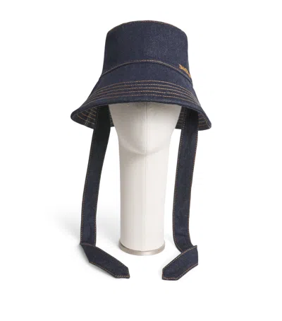 Zimmermann Denim Topstitched Bucket Hat In Blue