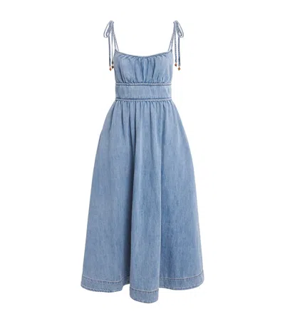 Zimmermann Denim Wanderlust Midi Dress In Blue
