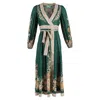 Zimmermann Devi Belted Paisley-print Cotton-voile Midi Wrap Dress In Green
