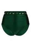 Zimmermann Devi Eyelet-detail Bikini Bottoms In Green