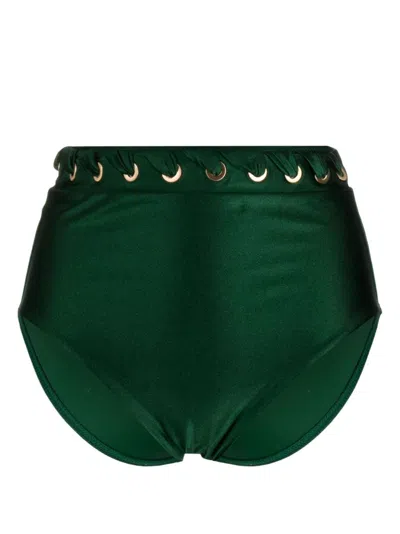 Zimmermann Devi Eyelet-detail Bikini Bottoms In Green