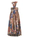 Zimmermann Devi Pleated Paisley-print Silk Halterneck Midi Dress In Patchpaisley