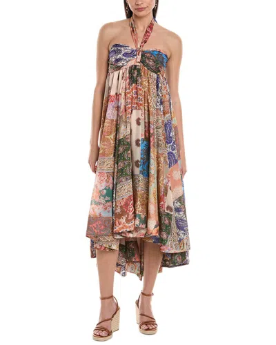 Zimmermann Silk Dress With Patch Paisley Print In Multi