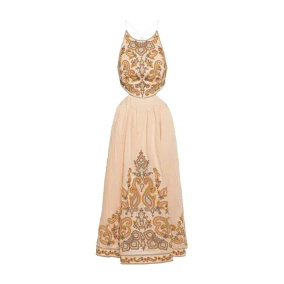 Zimmermann Devi Linen Midi Dress In Multi