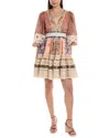 Zimmermann Devi Spliced Billow Linen Minidress In Multi