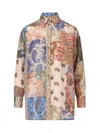 Zimmermann Patchwork Effect Silk Davi Blouse With Jewels Buttons