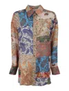 Zimmermann Patchwork Effect Silk Davi Blouse With Jewels Buttons In Multicolor